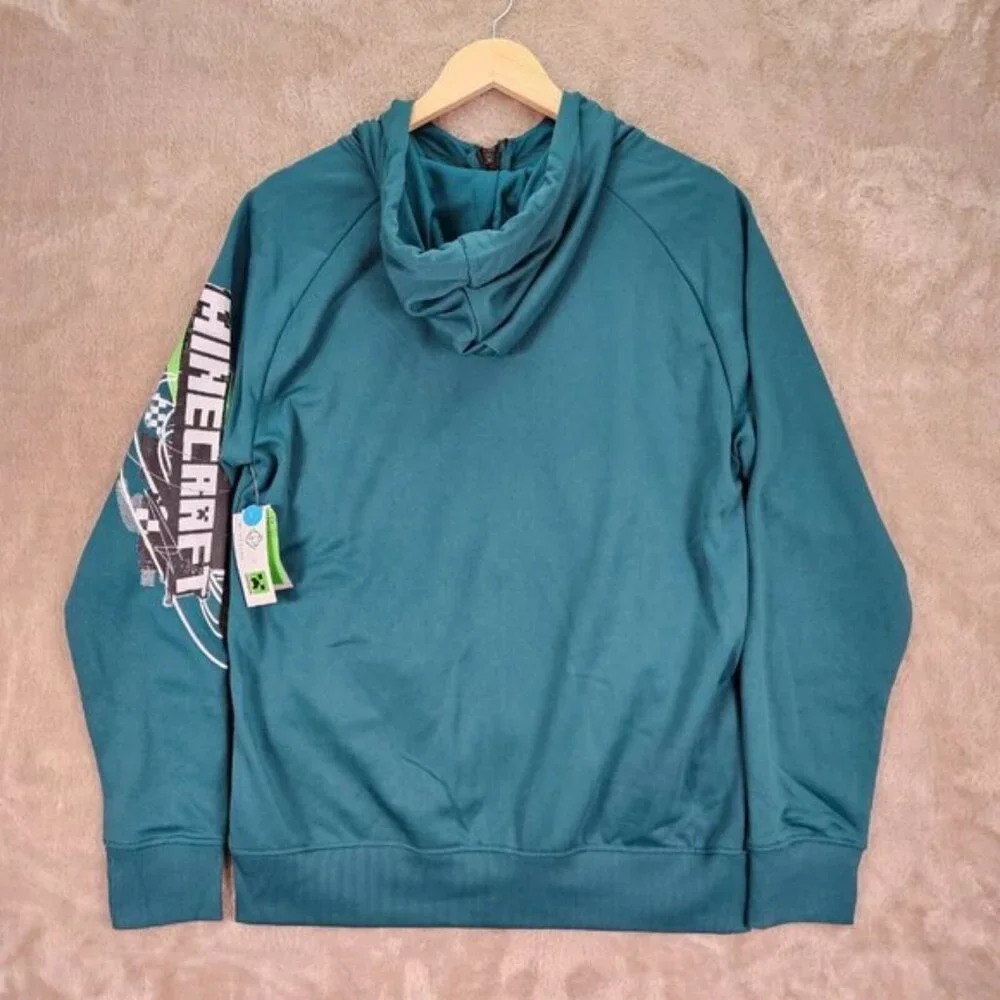 NWT Point Zero x Minecraft Hoodie Green Long Sleeve Full Zip Sweatshirt Men's M - Picture 2 of 13